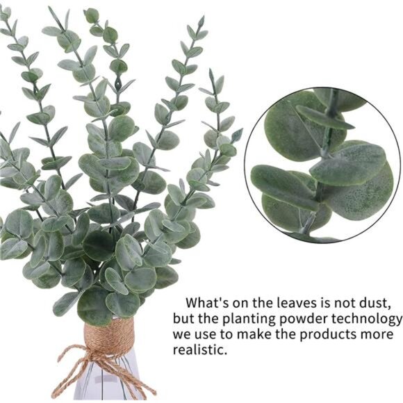24pcs Eucalyptus Stems Artificial Eucalyptus Leaves Fake Greenery Branches - Picture 3 of 7